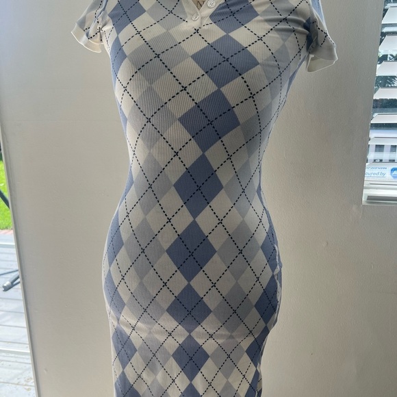 Ultra Flirt Dresses & Skirts - Ultra Flirt Blue and White Argyle Dress
